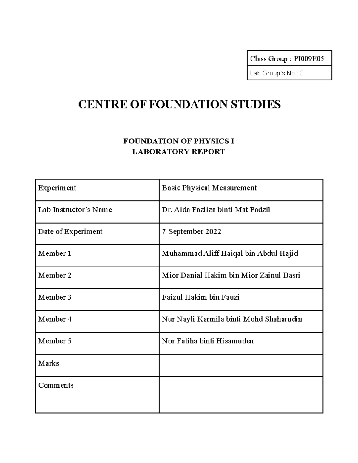 G3 - Lab Report On Experiment Of Hooke's Law - Class Group : PI009E Lab ...