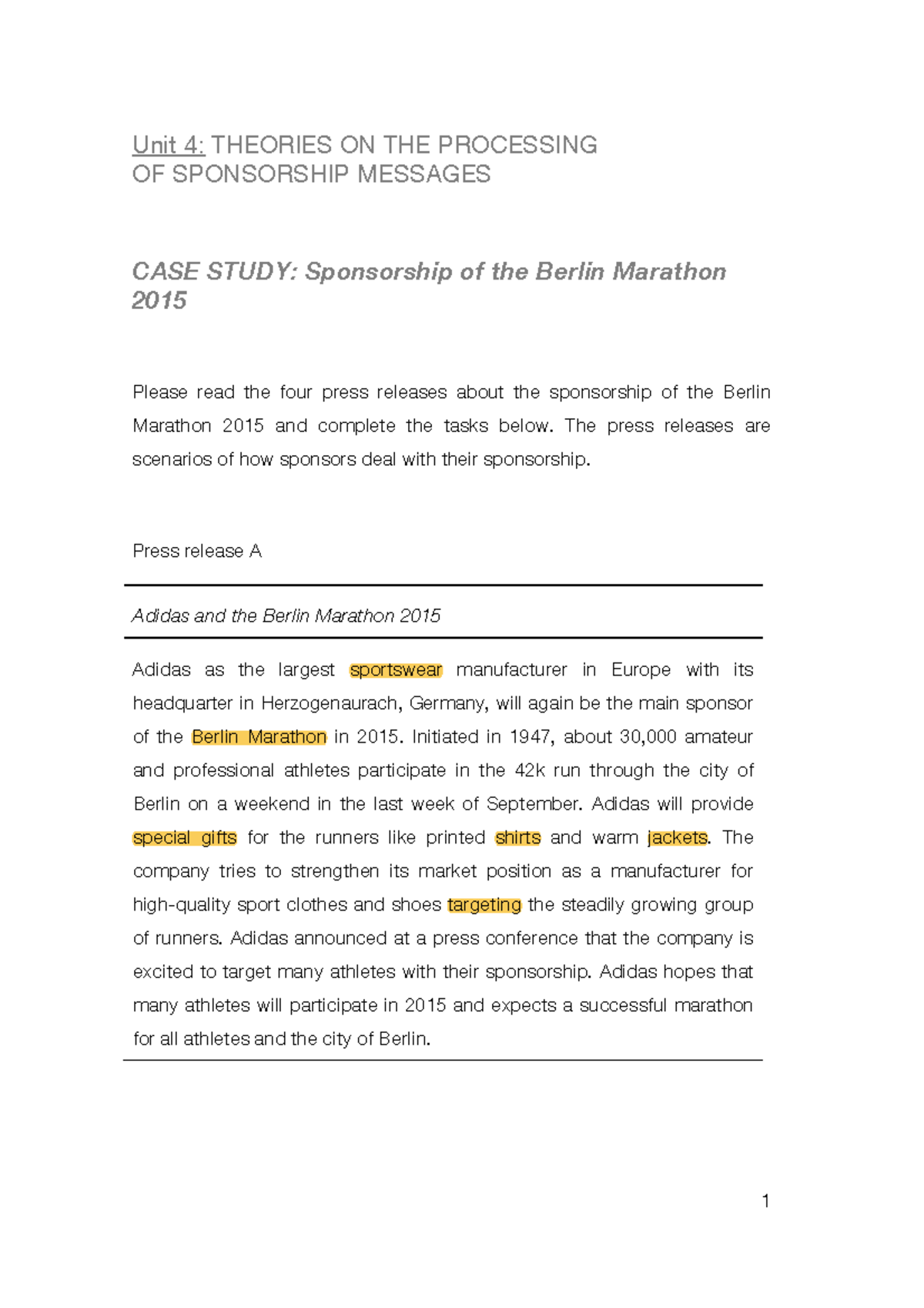 Case unit 4 case 1 Übung 4te Vorlesung Unit 4 THEORIES ON THE