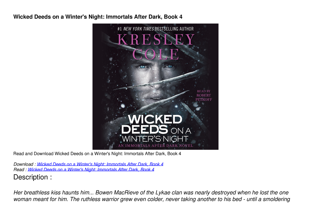 READ [PDF] Wicked Deeds on a Winter's Night: Immortals After Dark, Book ...