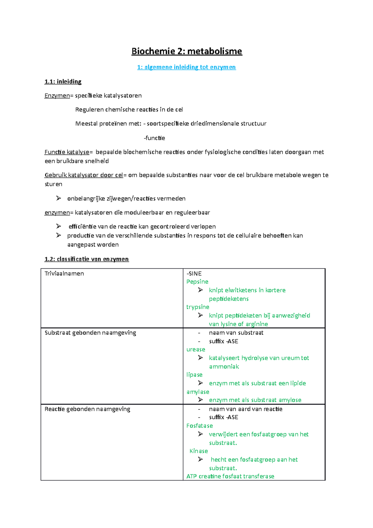 Samenvatting Volledige Biochemie 2 - Biochemie 2: Metabolisme 1 ...