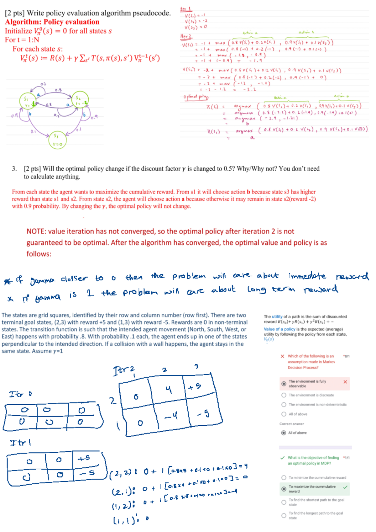 MDP sheet for m - If gamma closser to o then the problem will care ...
