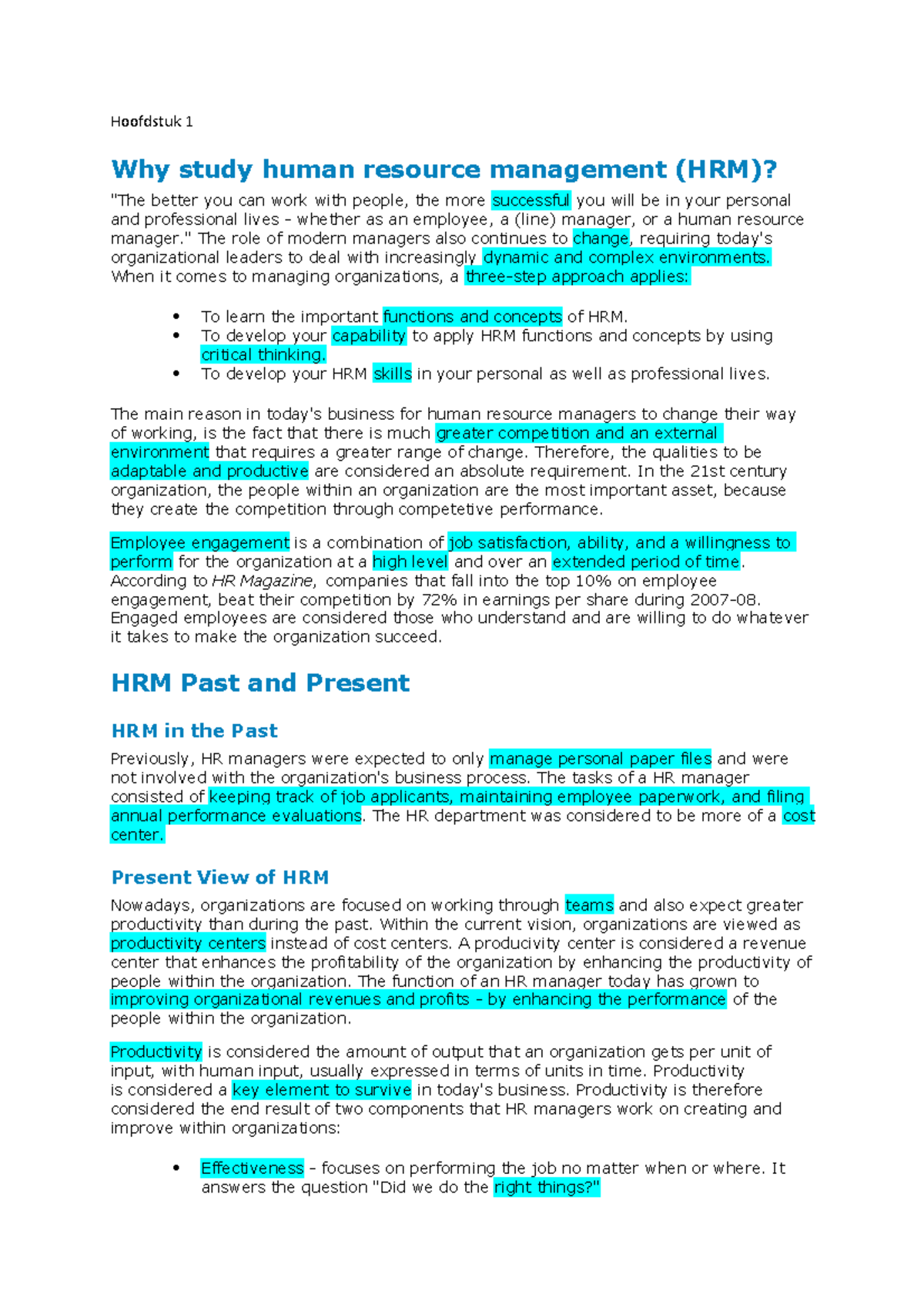 Human Resource Management Samenvatting - Hoofdstuk 1 Why Study Human ...