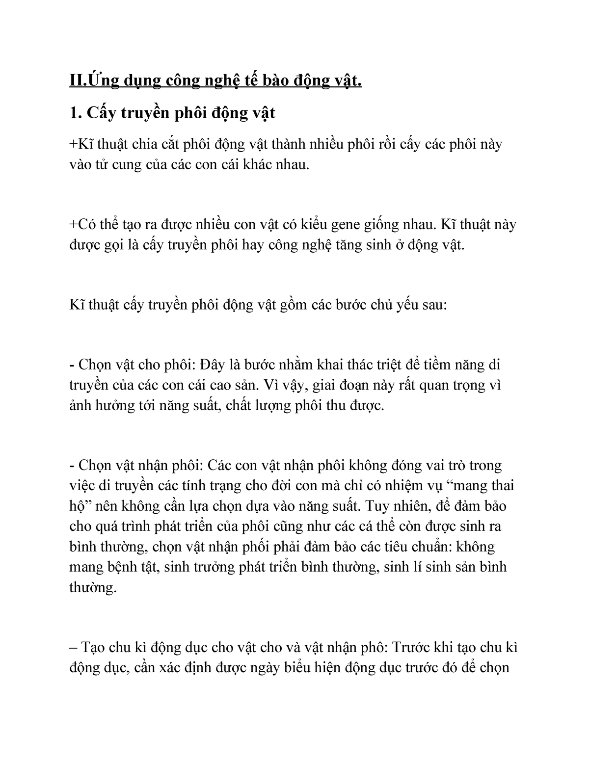 HOA - linh tung - II.Ứng dụng công nghệ tế bào động vật. 1. Cấy truyền ...