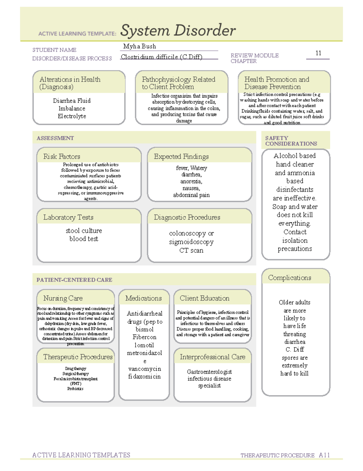 System Disorder form - Template - STUDENT NAME DISORDER/DISEASE PROCESS ...