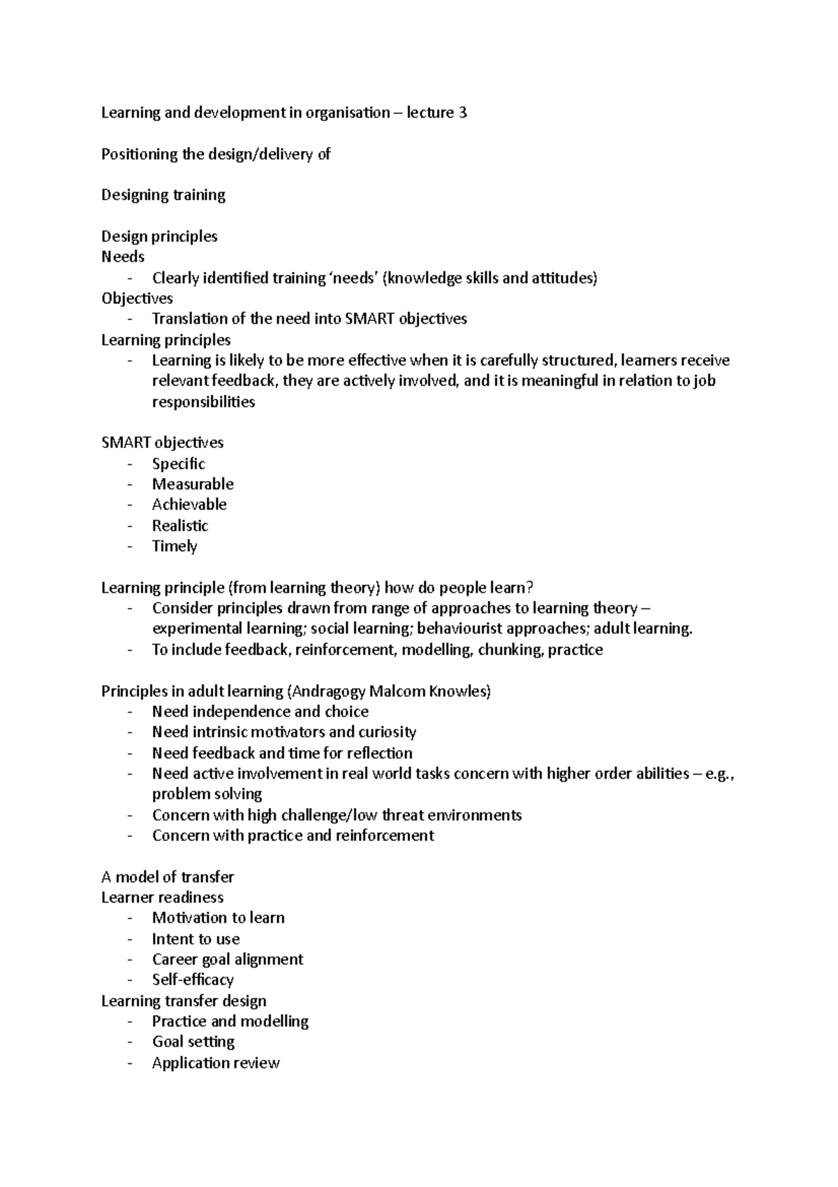 Positioning the design - lecture 3 - Learning and development in ...