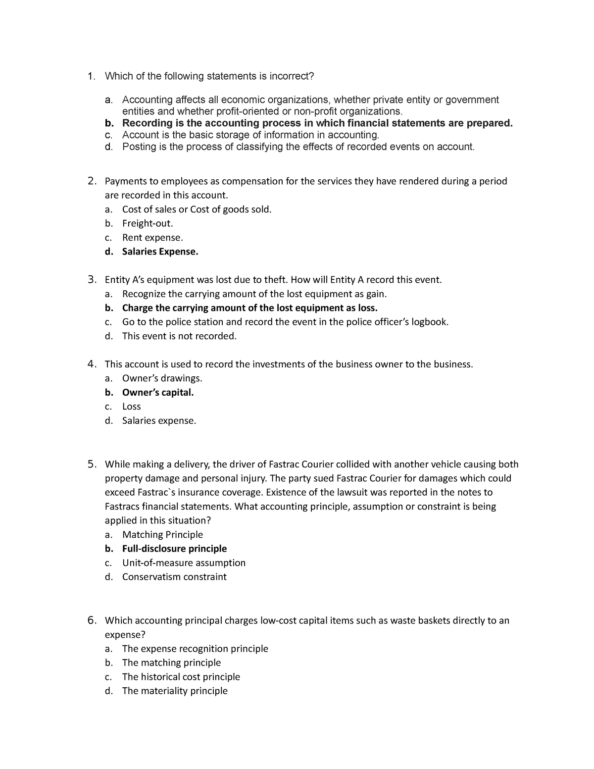 ACC101 - Module 1 Long Exam - 1. Which of the following statements is ...