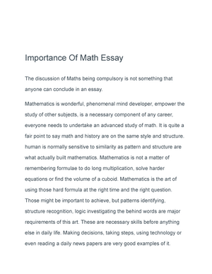 essay on mathematics