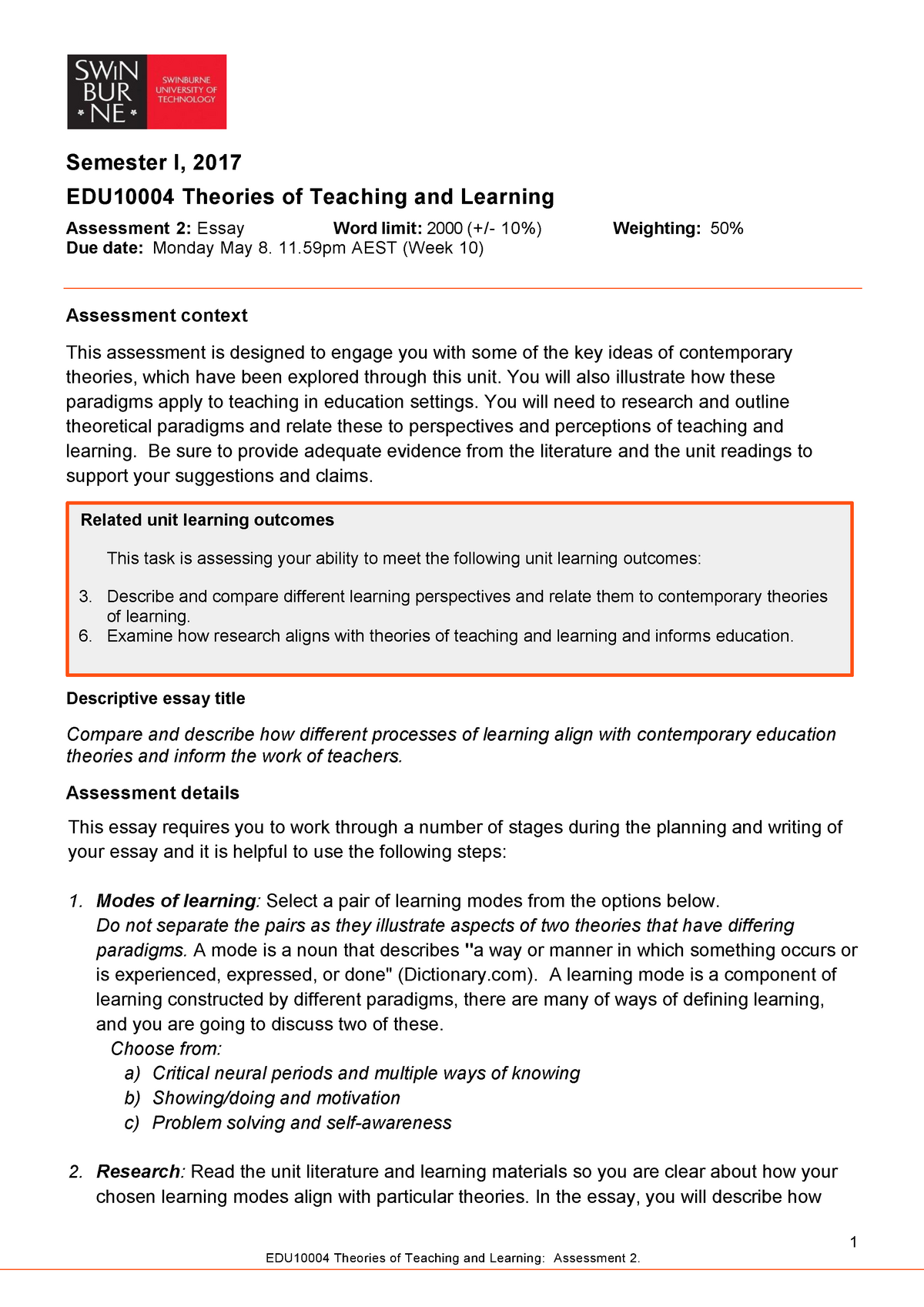 edu10004 theories of teaching and learning assignment 3 case study