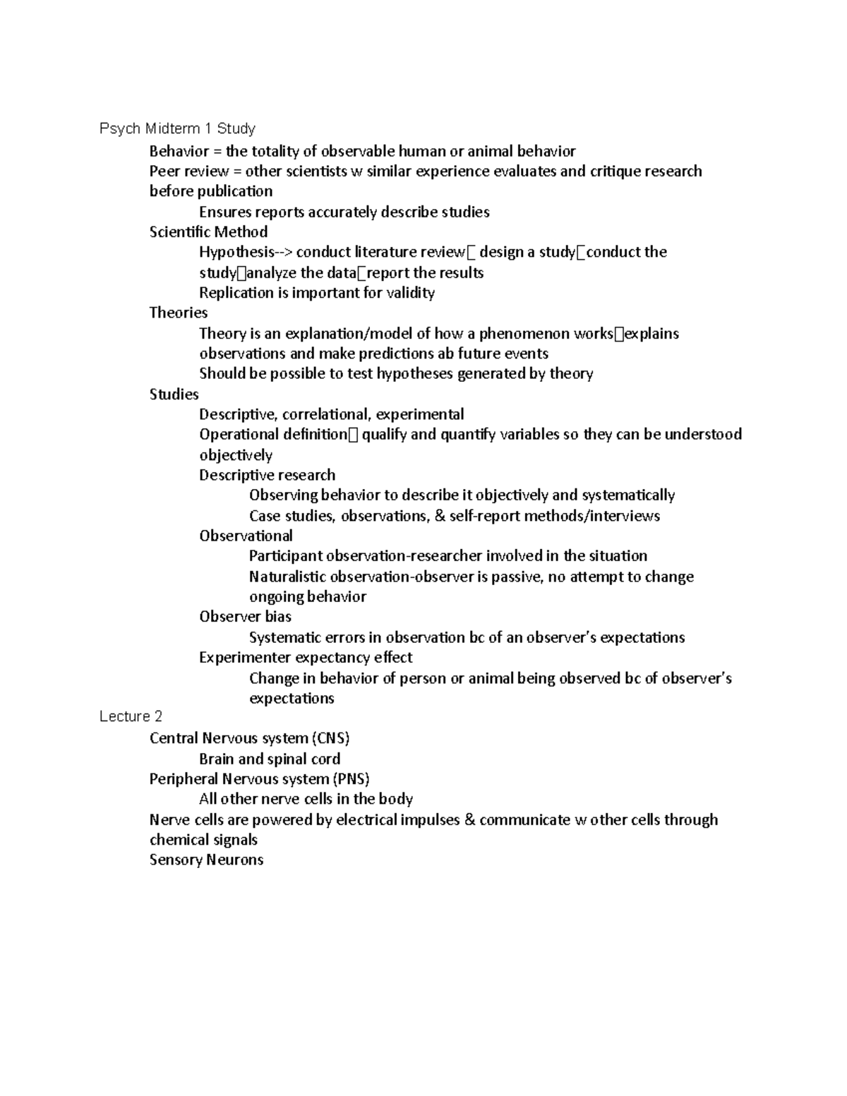 Merged Psyc Final Study Guide - Psych Midterm 1 Study Behavior = The ...