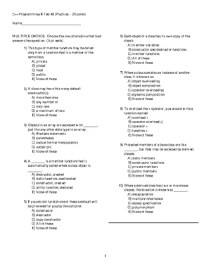 Test1prac - Practice for exam 1 - C++ Programming II Test #1 (Practice ...