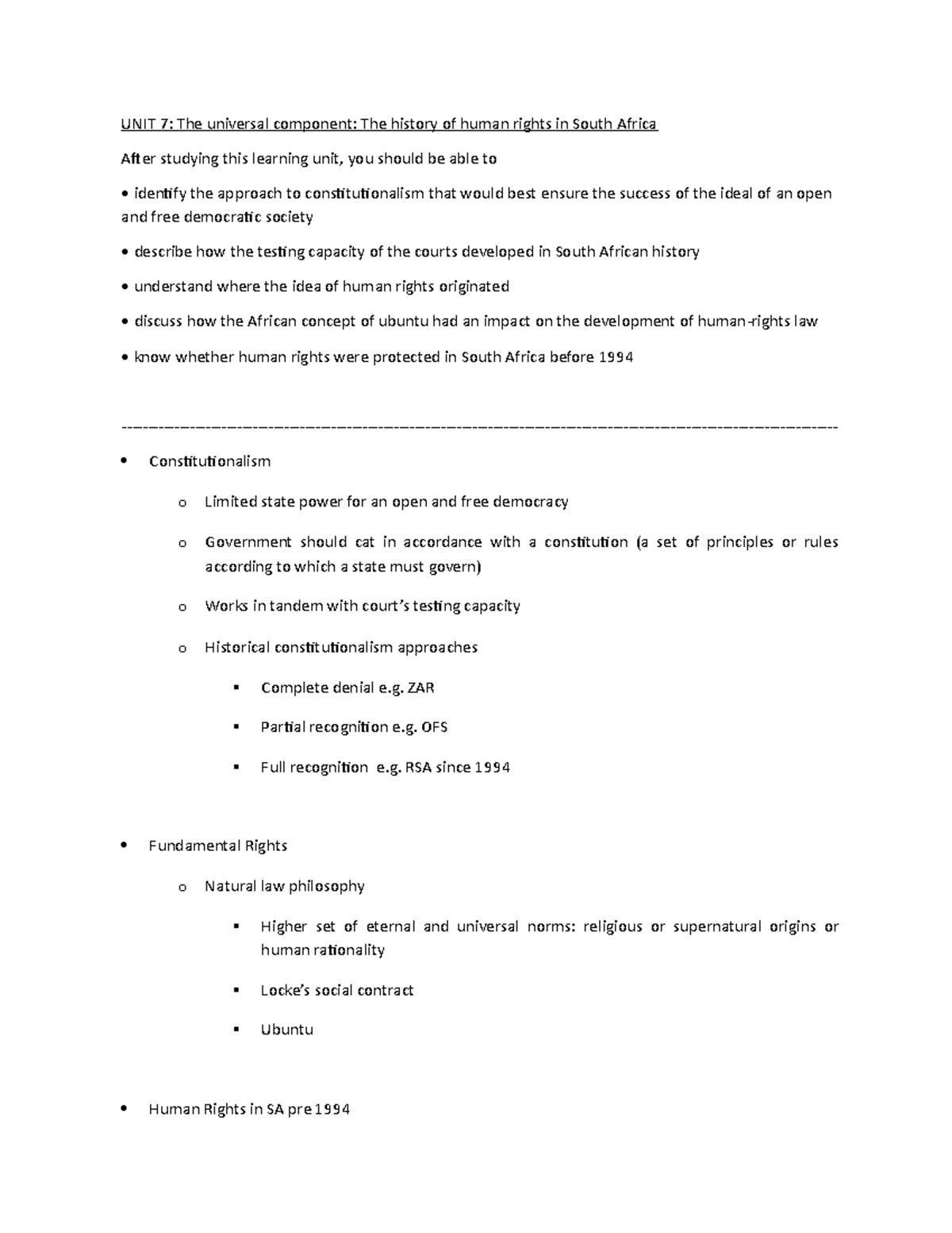HFL1501 Unit 7 Note these points UNIT 7 The universal component The