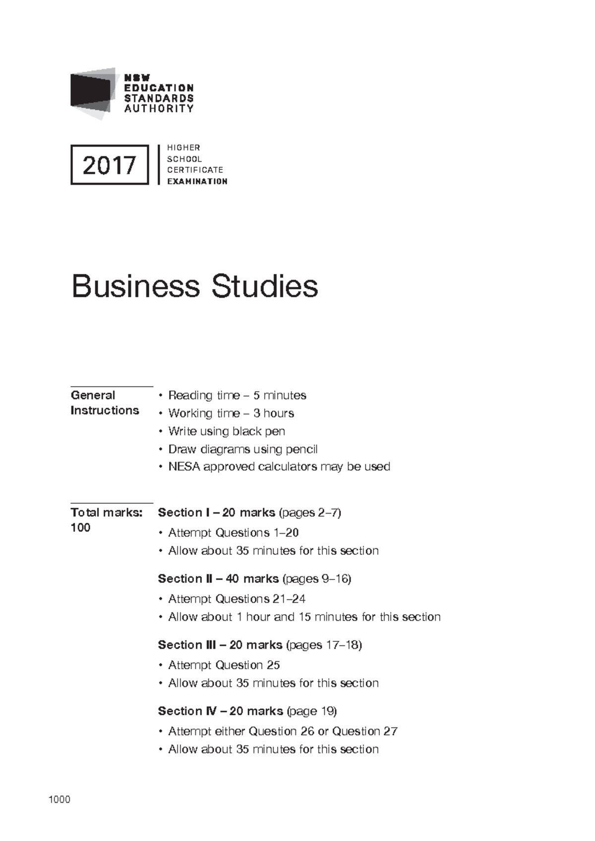 2017 hsc business studies past papers - 2017 HIGHER SCHOOL CERTIFICATE ...