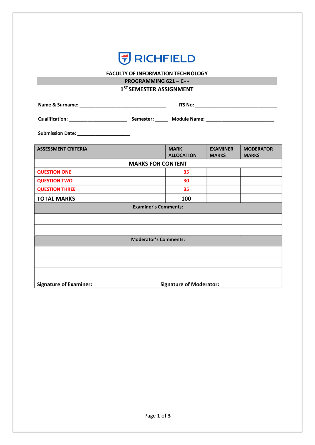 programming 621 assignment