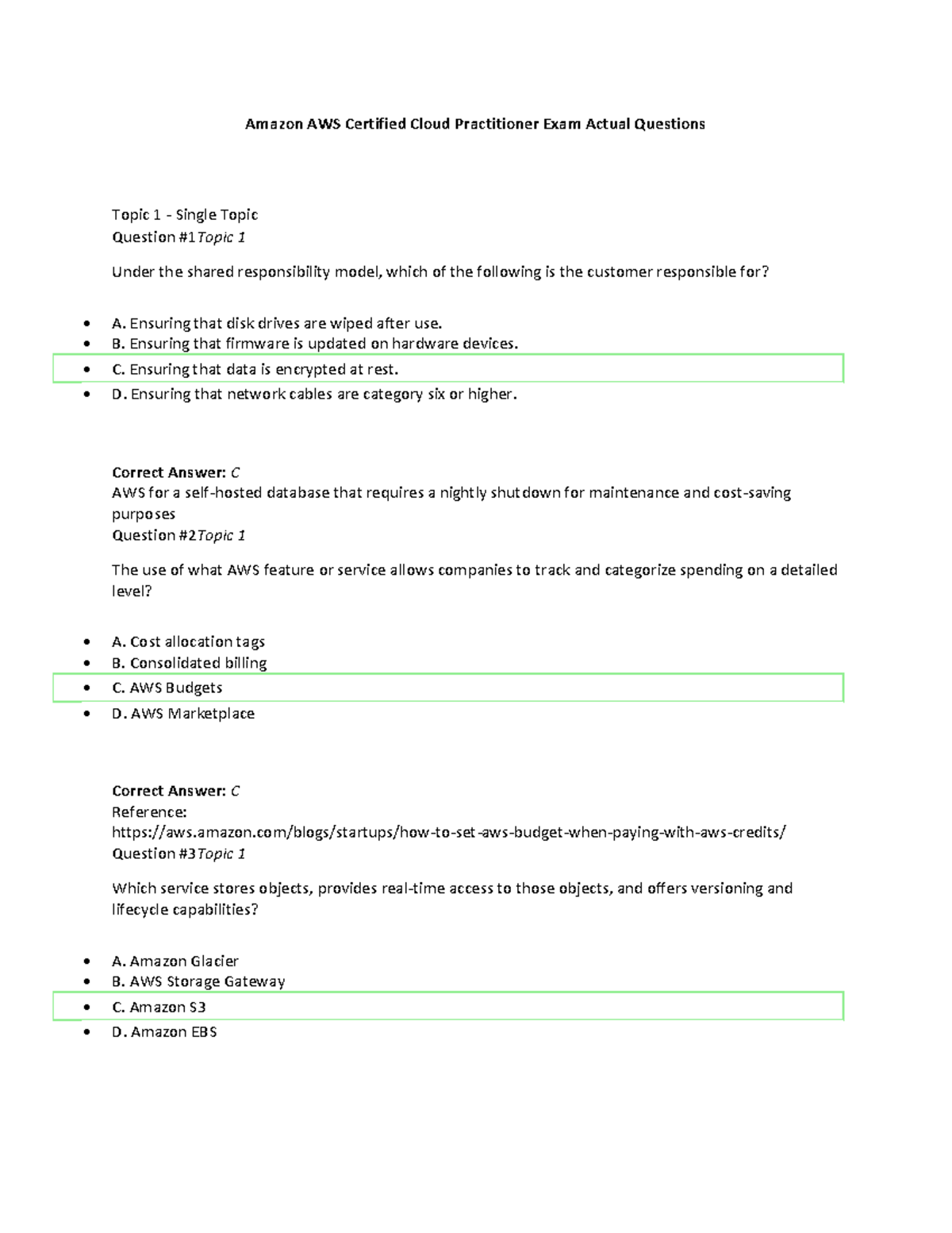 Amazon AWS Certified Cloud Practitioner Exam Actual Questions 09july ...