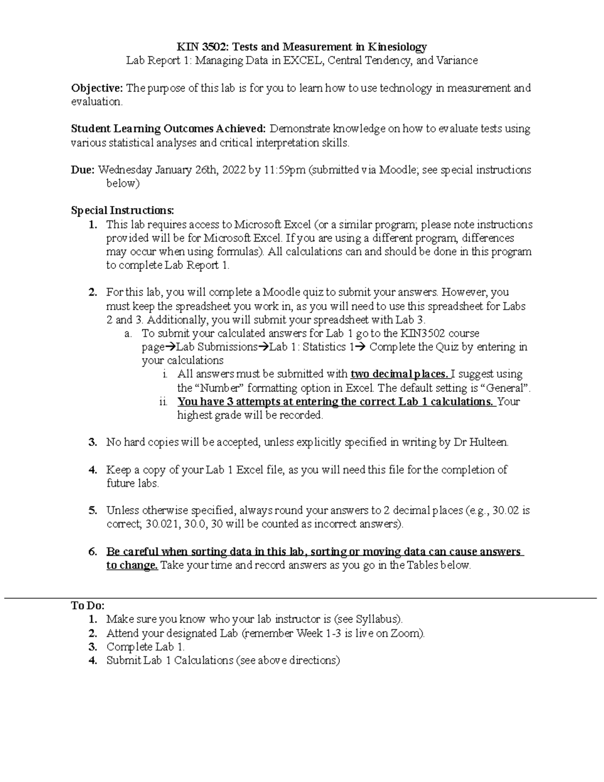 Lab 1 Students Spring 2022 - KIN 3502: Tests and Measurement in ...