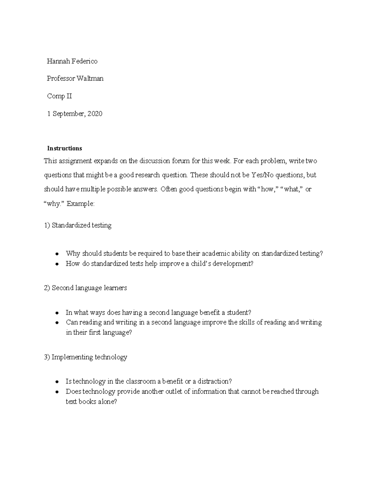 Comp II-6 - Grade: A - Hannah Federico Professor Waltman Comp II 1 ...