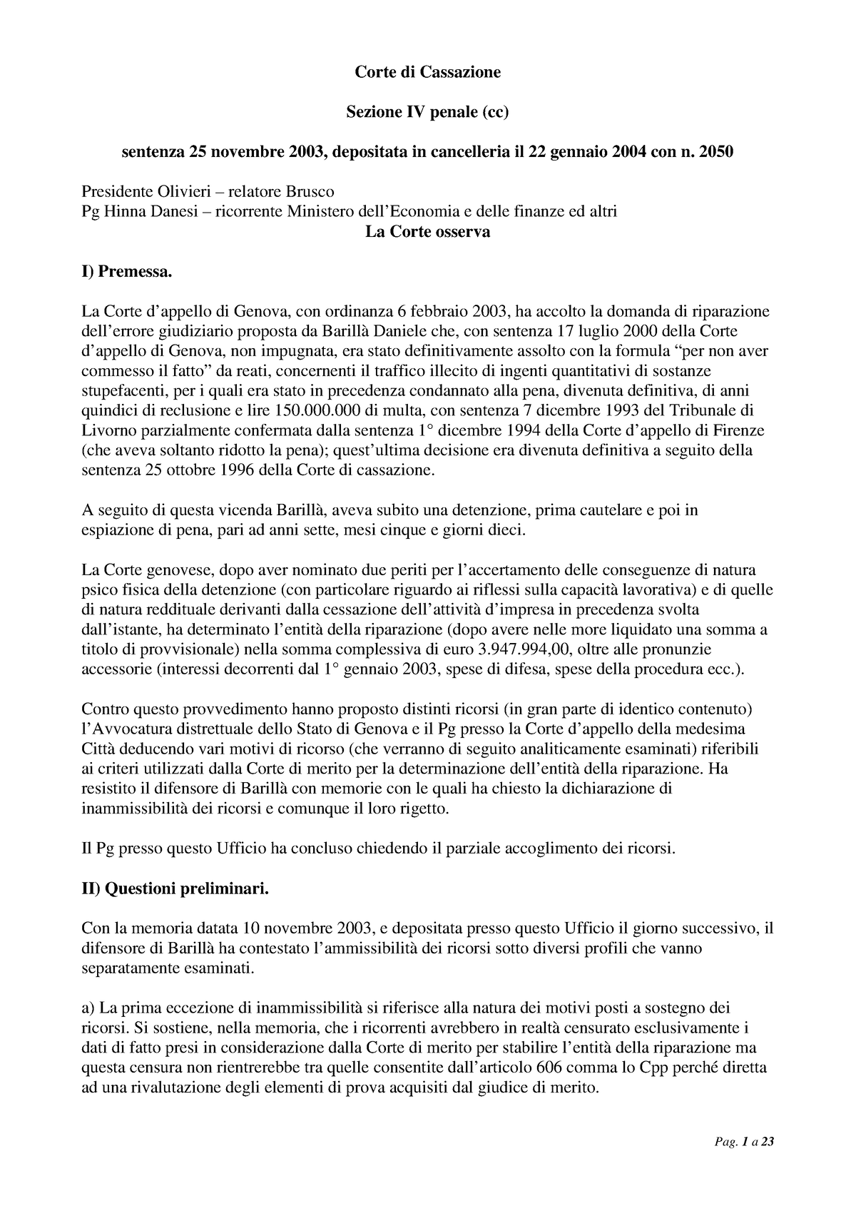 2004 Sentenza N. 2050-04 Della Cassazione - Corte Di Cassazione Sezione ...