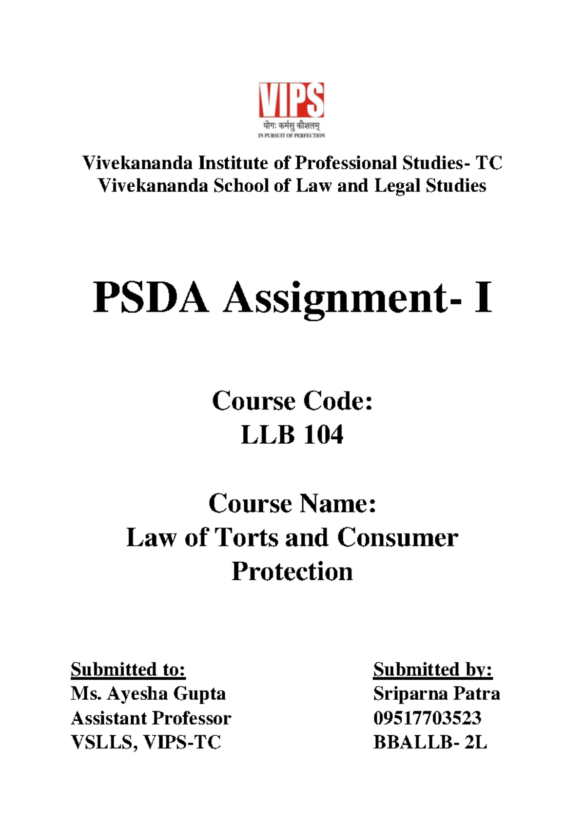 Torts psda 1 merged - ....................................... - Law of ...