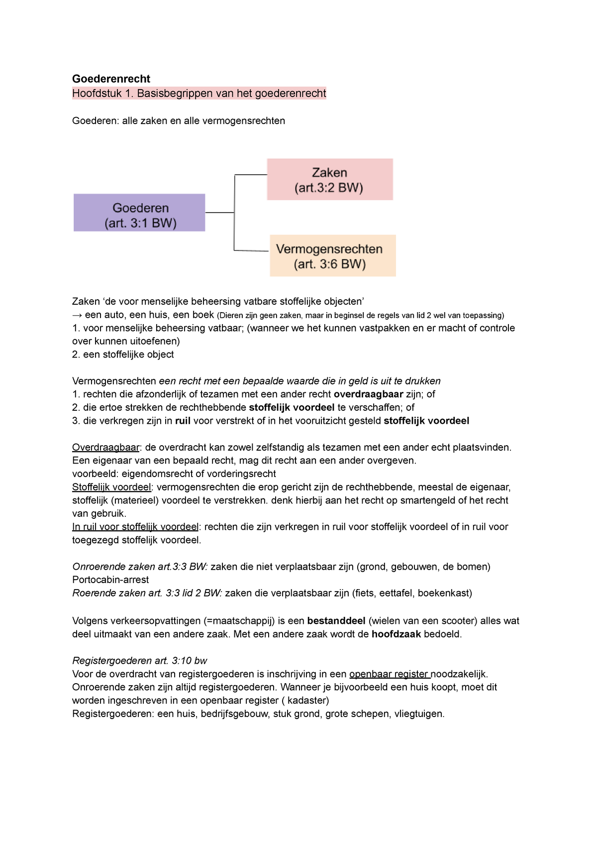 Goederenrecht - Goederenrecht Hoofdstuk 1. Basisbegrippen Van Het ...