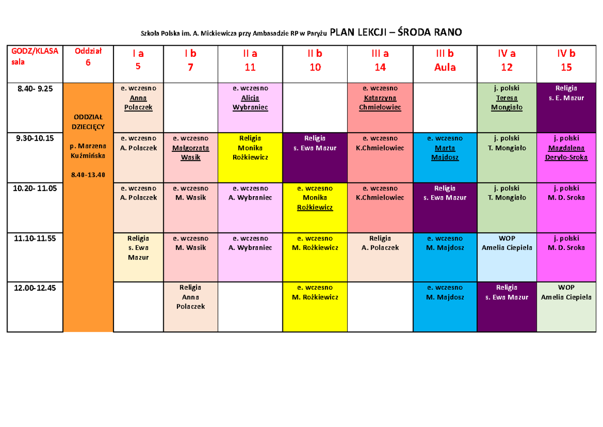 Plan- Lekcji-2023-2024 1 - Szkoła Polska im. A. Mickiewicza przy