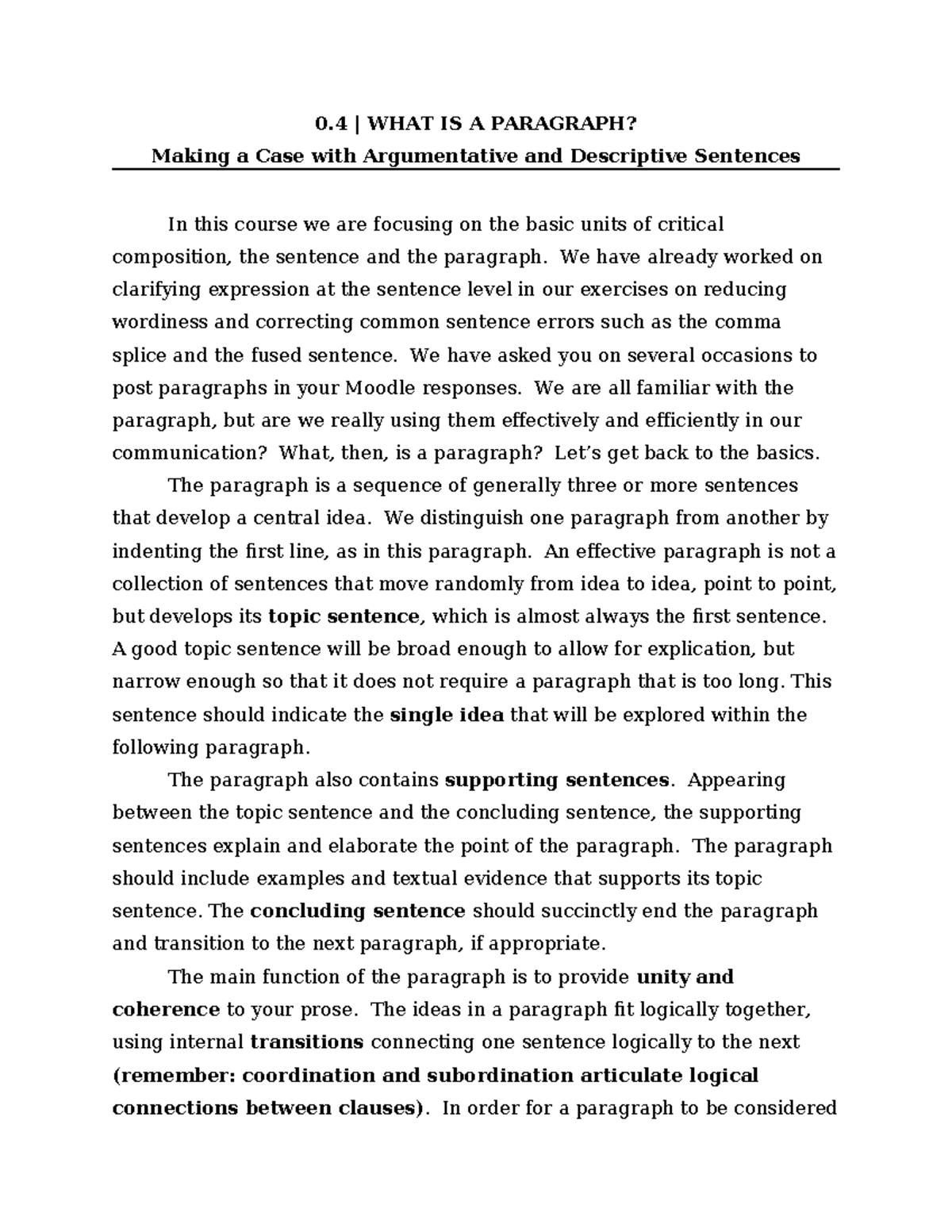 0.4 What is a Paragraph - 0 | WHAT IS A PARAGRAPH? Making a Case with ...