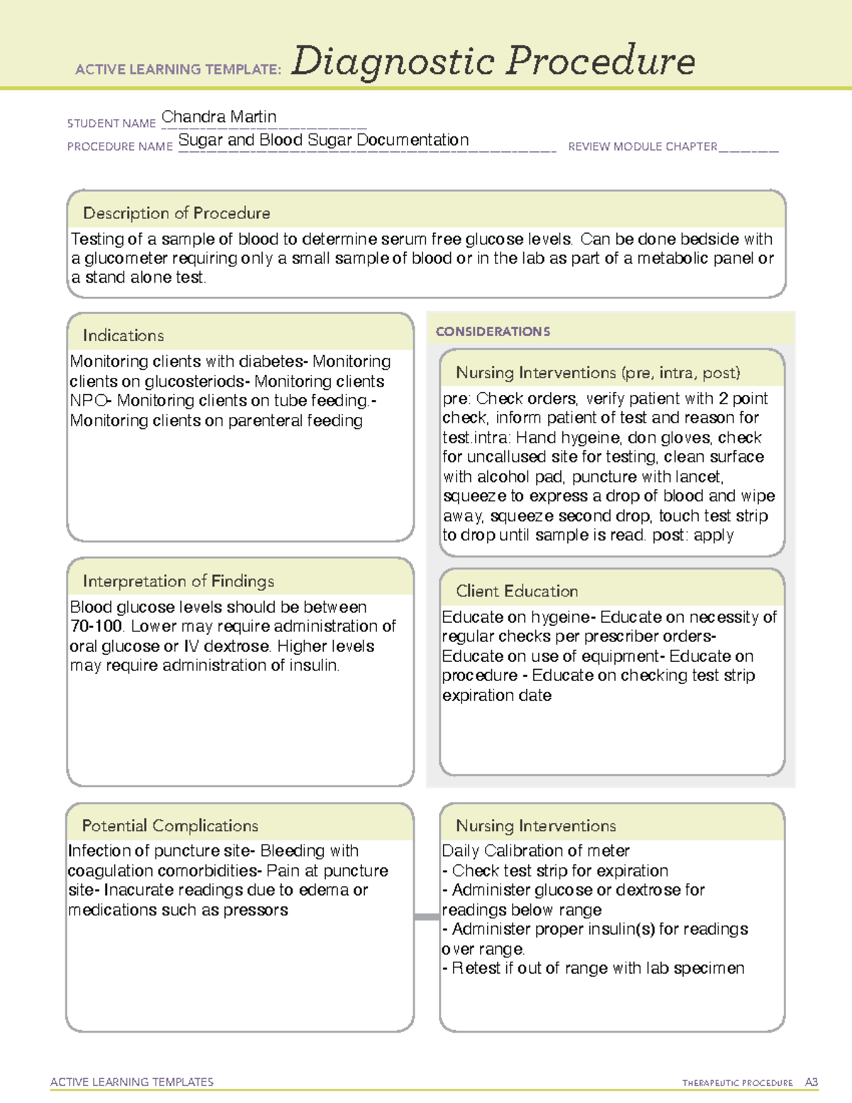 Blood sugar - ACTIVE LEARNING TEMPLATES TherapeuTic procedure A ...