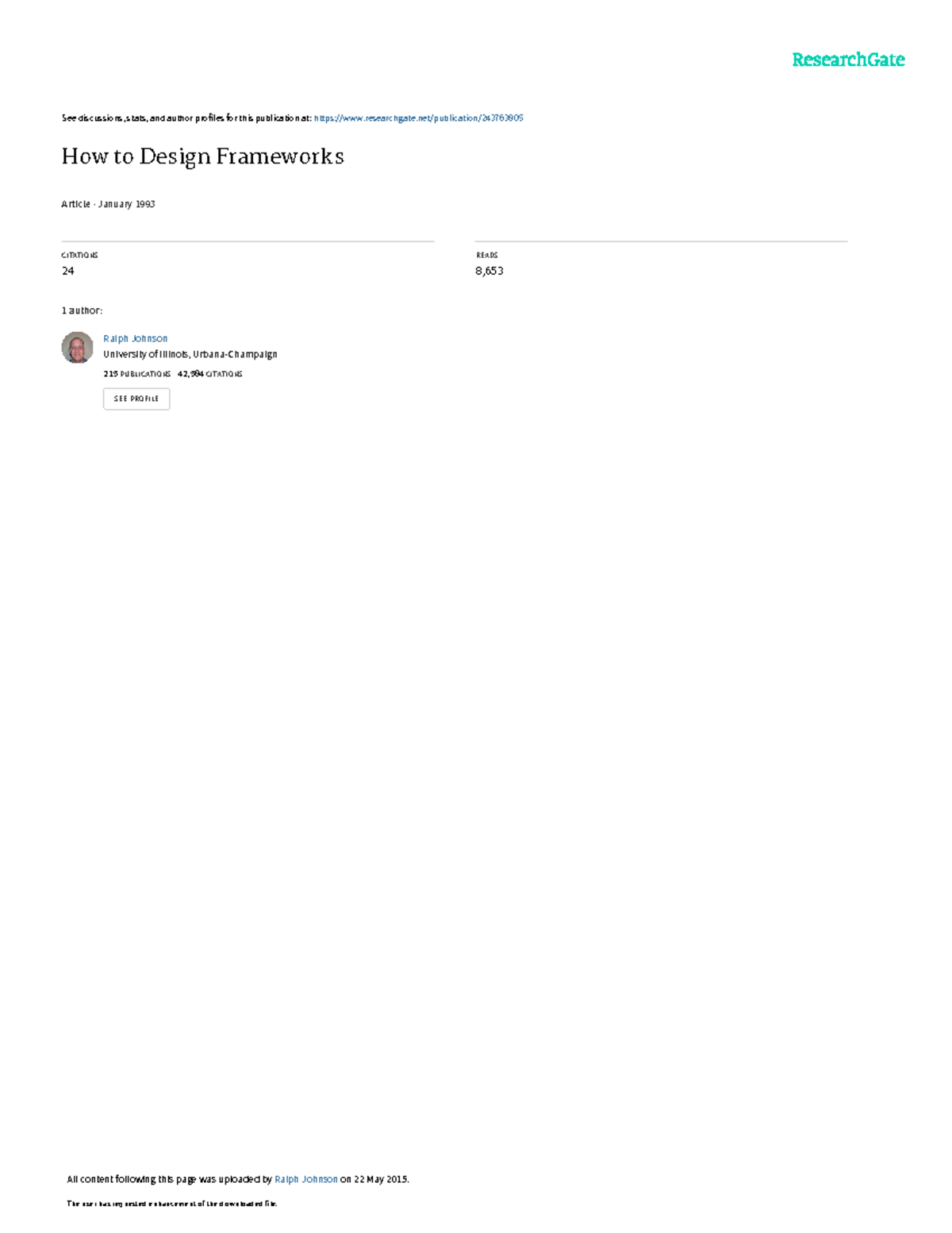 How to Design Frameworks - See discussions, stats, and author profiles ...