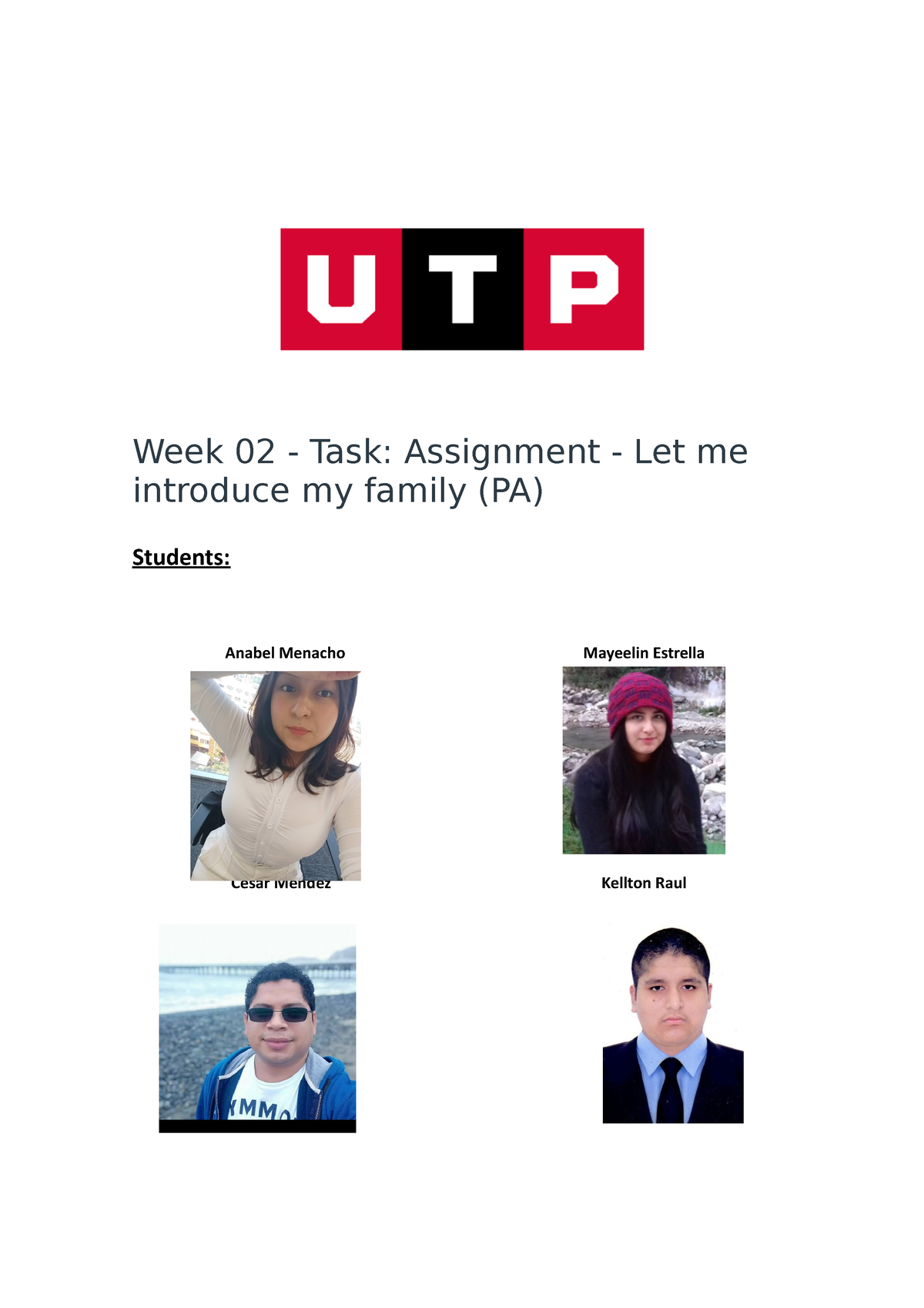 task assignment let me introduce my family