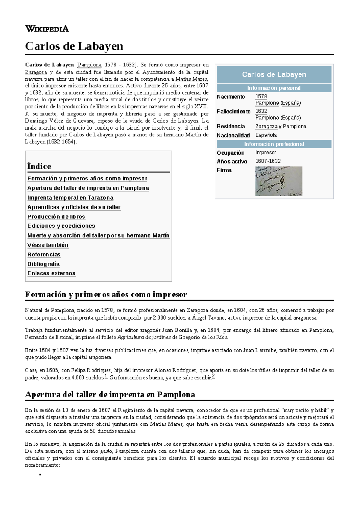 Carlos de Labayen - materia - Carlos de Labayen Información personal ...