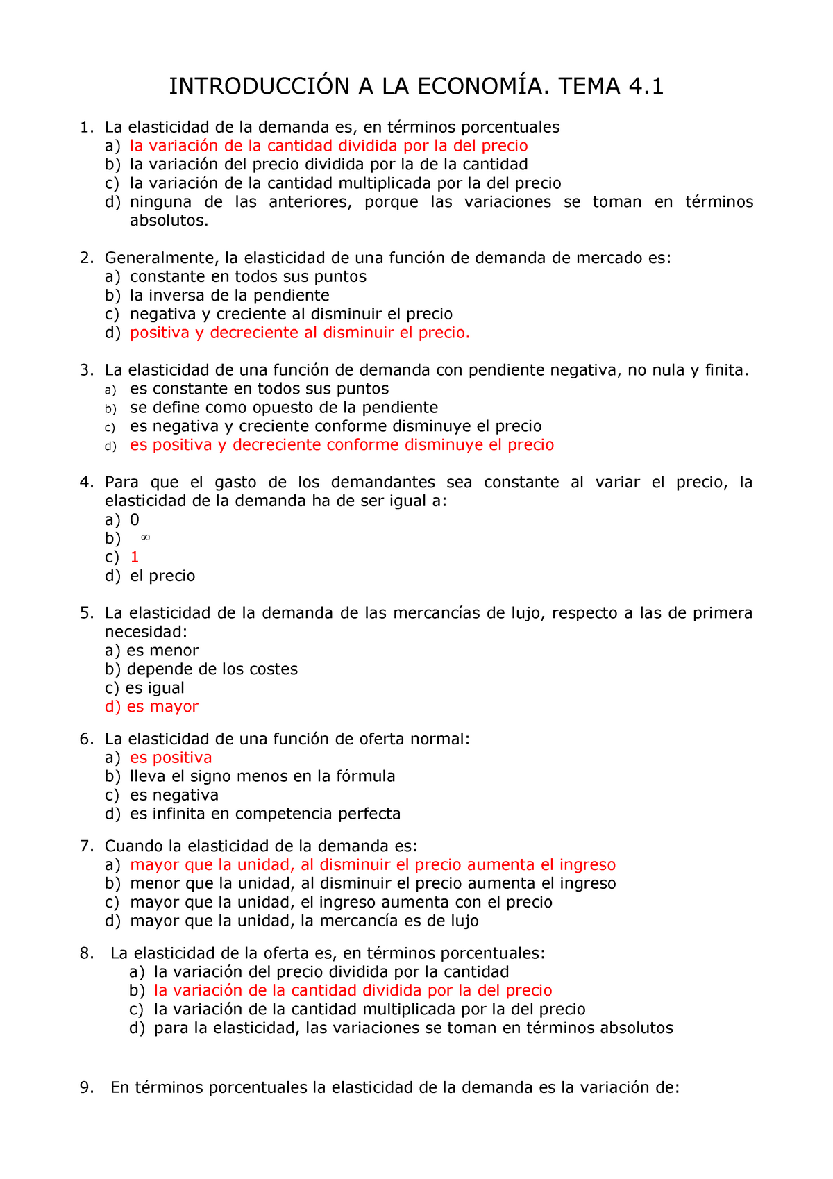 Tema 4 Intro Test Apuntes De Economía IntroducciÓn A La EconomÍa Tema 4 La Elasticidad De 3463