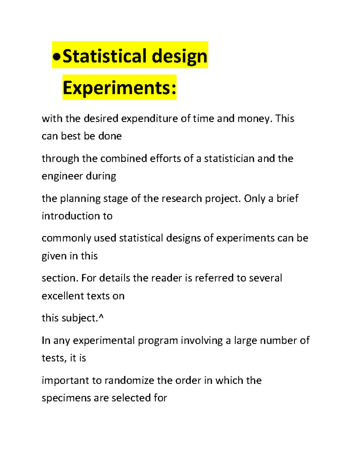 design of experiments statistical test