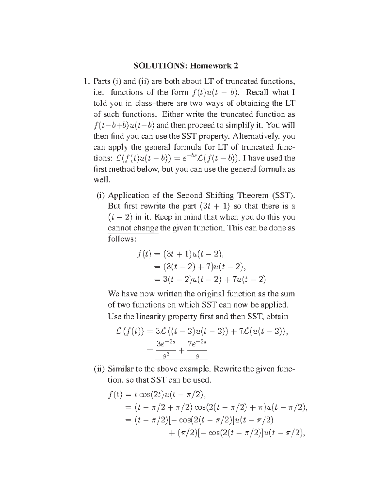 Solutions-Homework+2 - SOLUTIONS: Homework 2 Parts (i) And (ii) Are ...