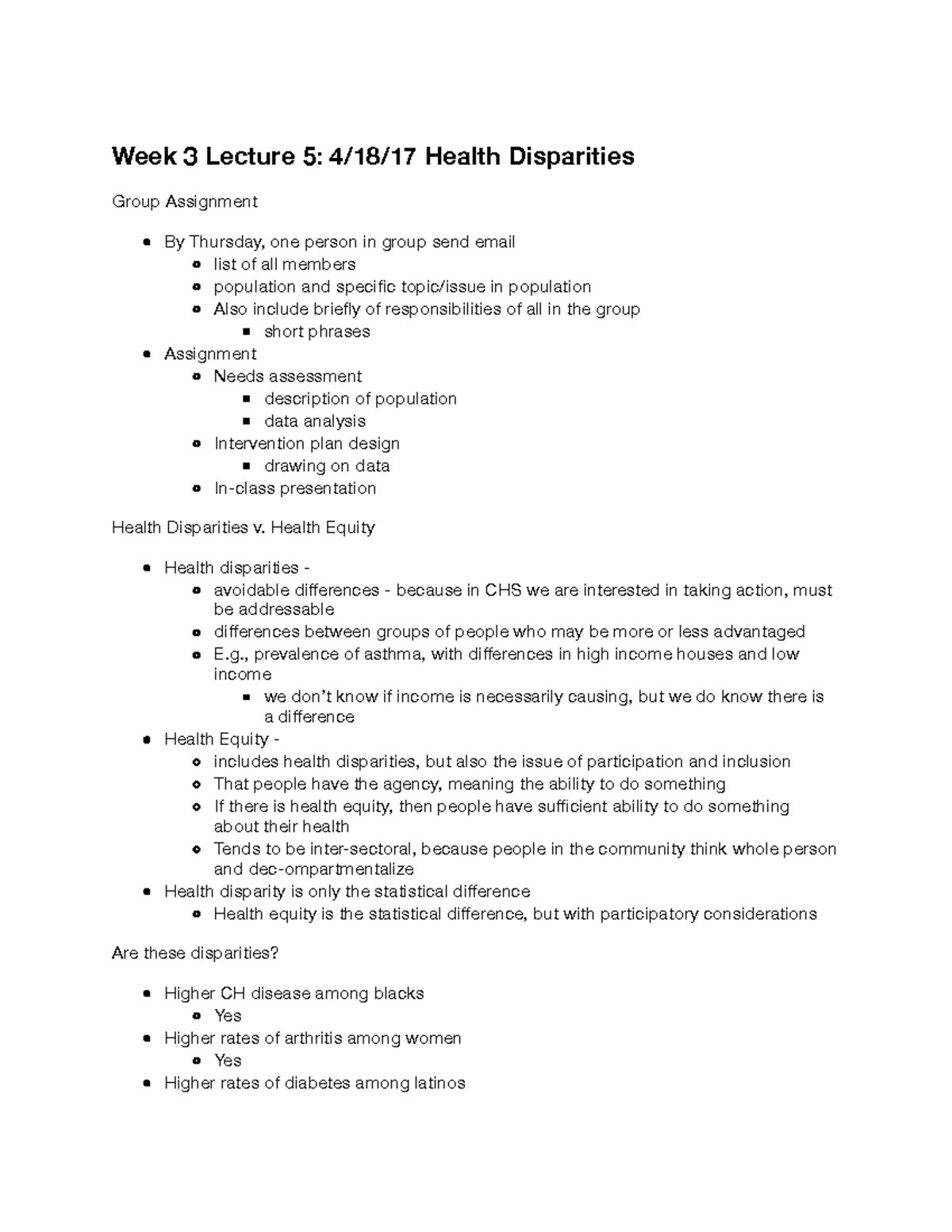 Com Hlt 100 - Week 3 Lecture 5 - Lecture Notes - Week 3 Lecture 5: 4/18 ...