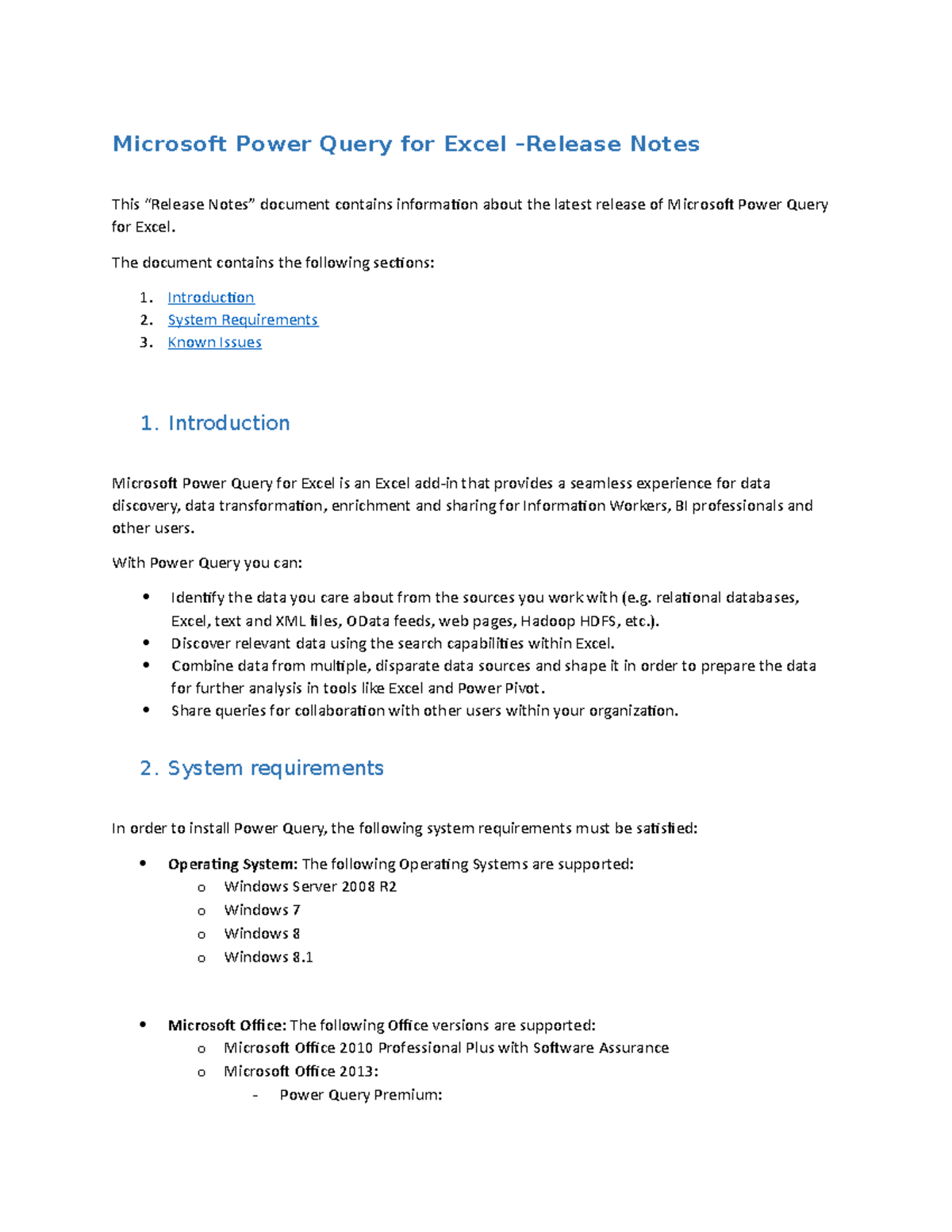 POWER QUERY año 2023 - Microsoft Power Query for Excel –Release Notes ...