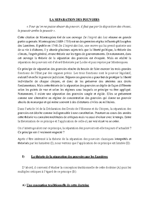 Separation Des Pouvoirs La Separation Des Pouvoirs Pour Qu On Ne Puisse Abuser Du Pouvoir Il Studocu
