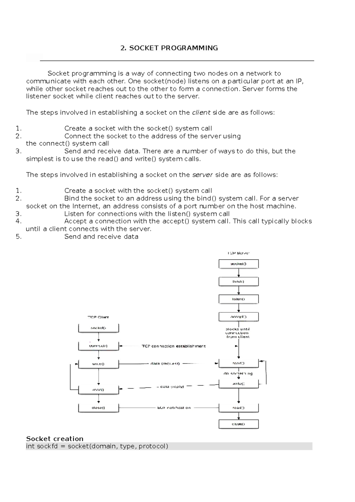 Expt No 2 - cn exp 2 - 2. SOCKET PROGRAMMING Socket programming is a ...