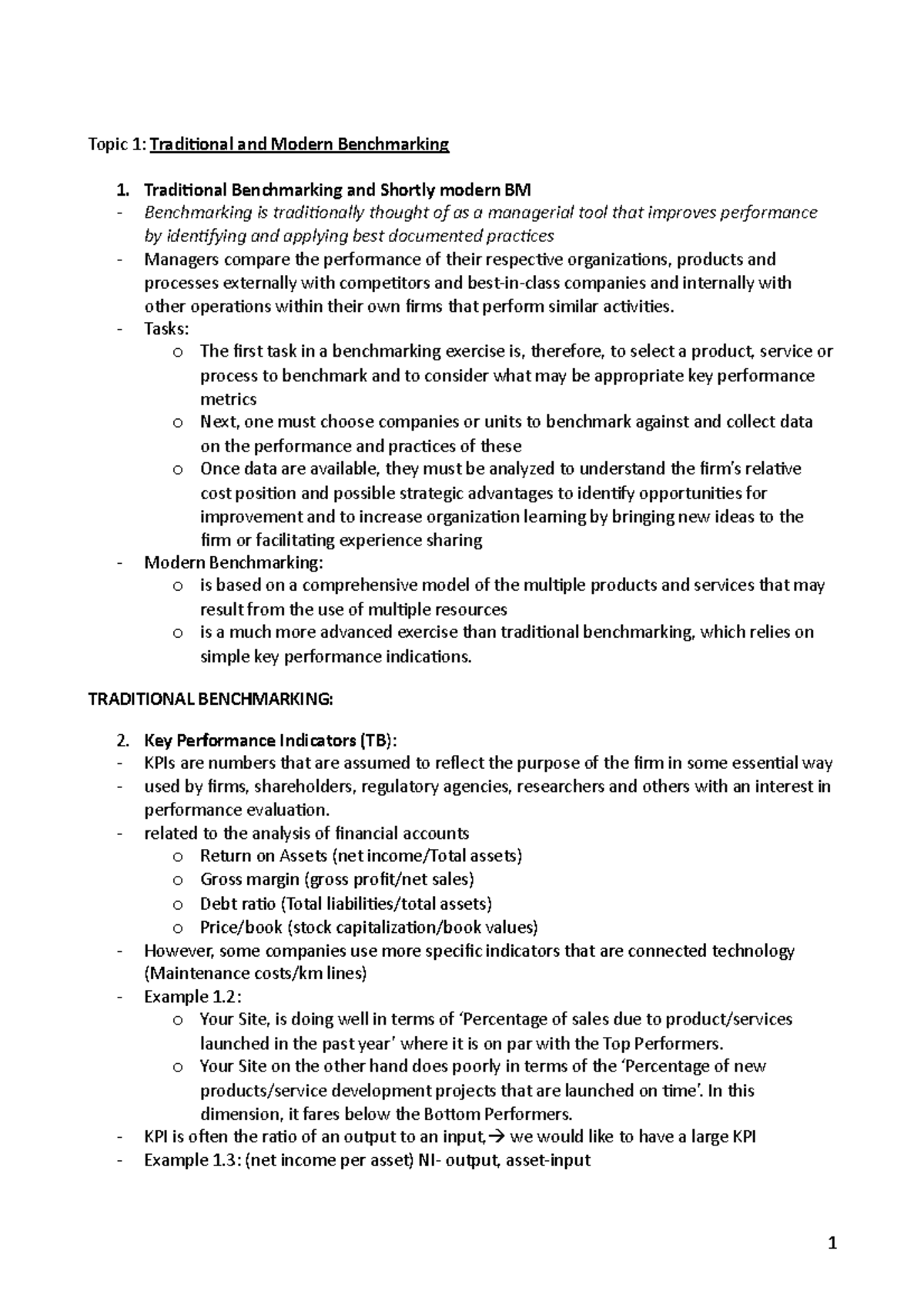 Traditional vs Modern - Topic 1: Traditional and Modern Benchmarking 1 ...