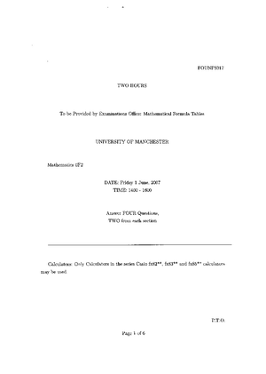 Math formula UoM - University of Manchester MATHEMATICAL FORMULA TABLES ...
