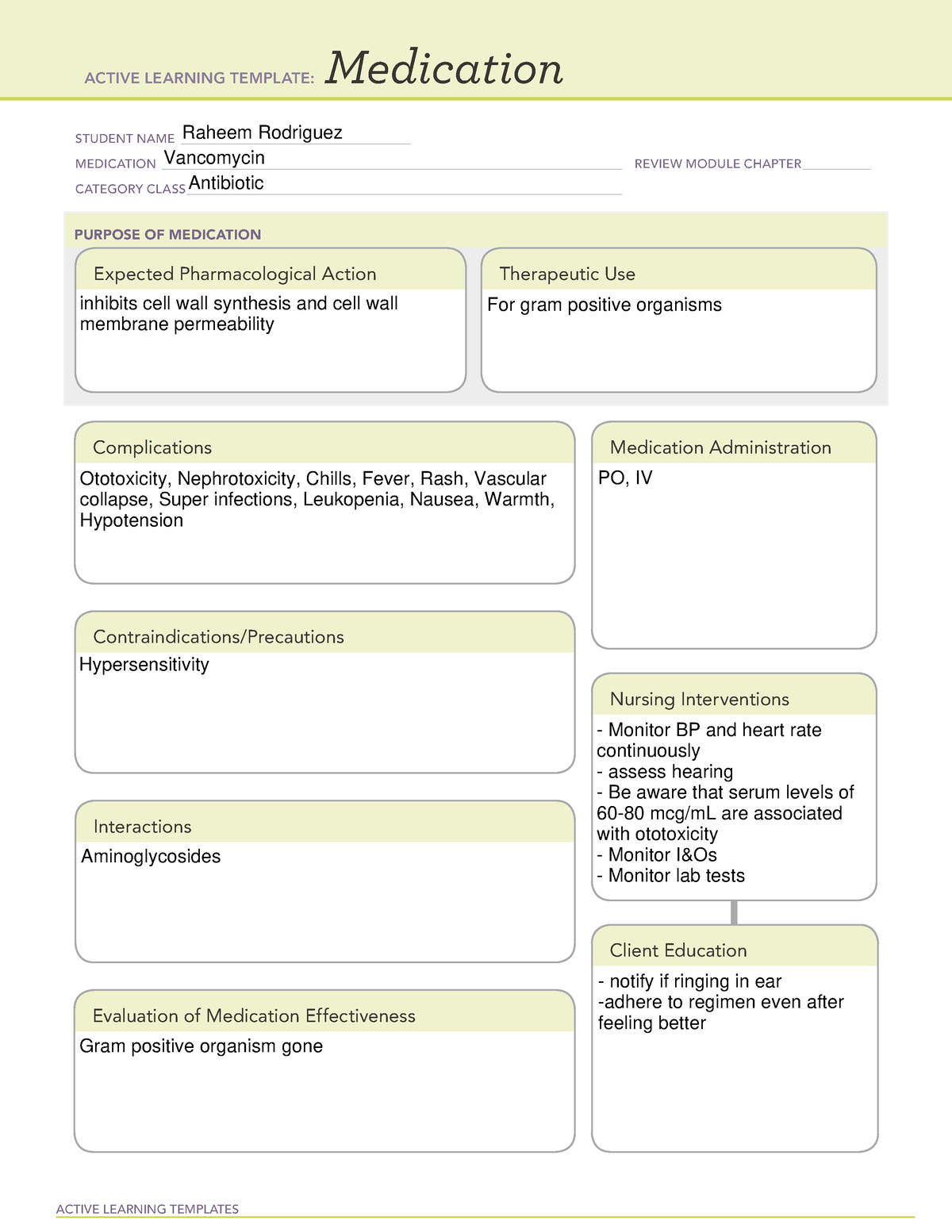 ATI medication template ACTIVE LEARNING TEMPLATES