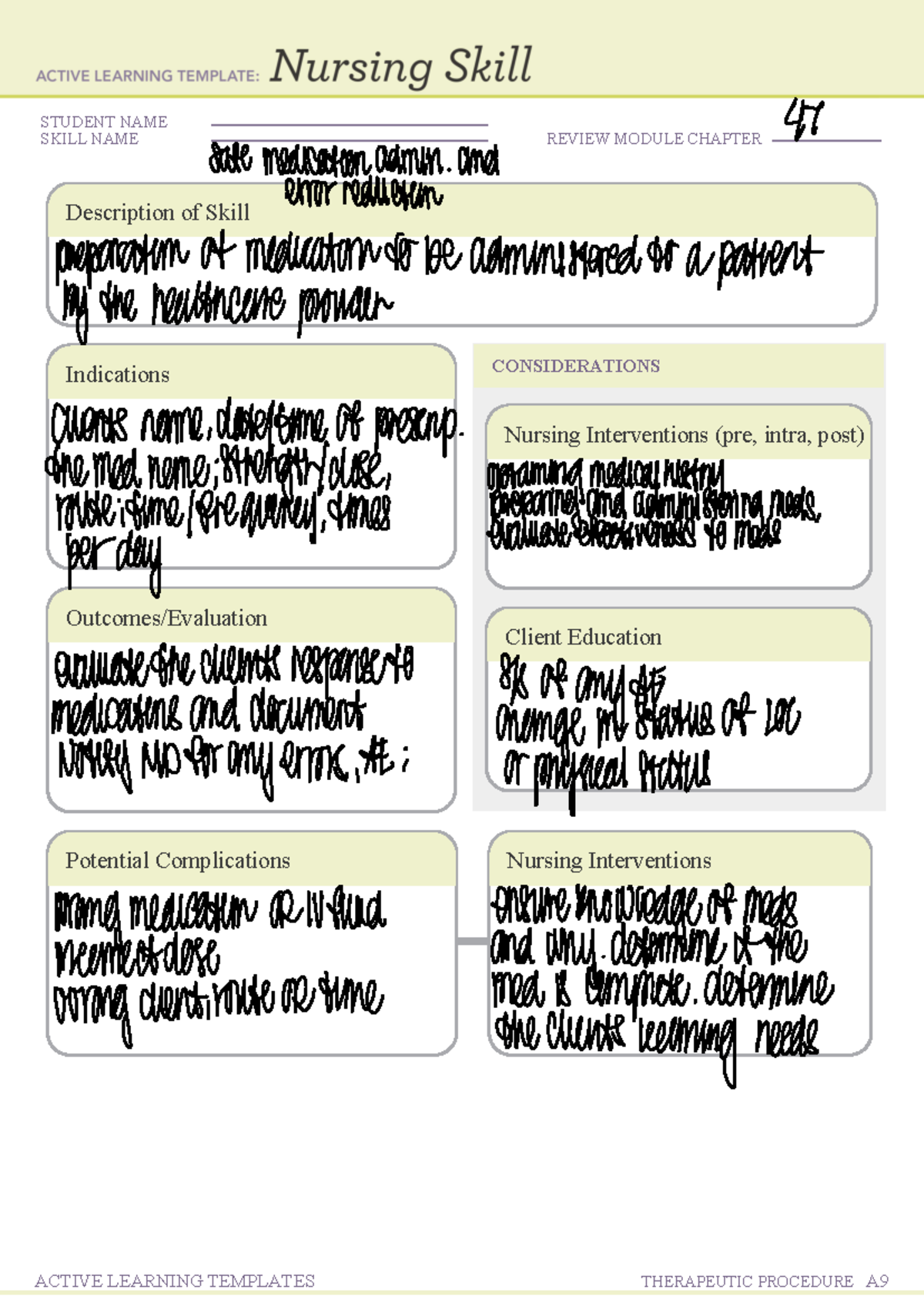 Copy of Nursing Skill form - STUDENT NAME SKILL NAME REVIEW MODULE ...