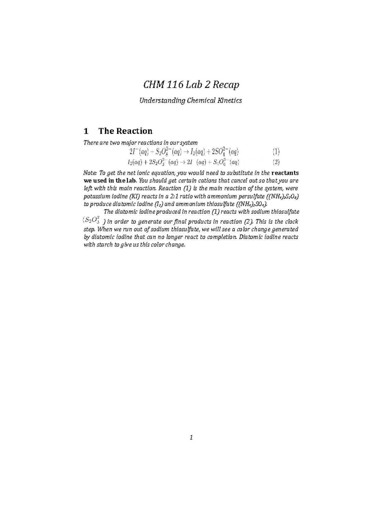 CHM116 LAB2 calculation guide a2 CHM 116 Lab 2 Recap Understanding