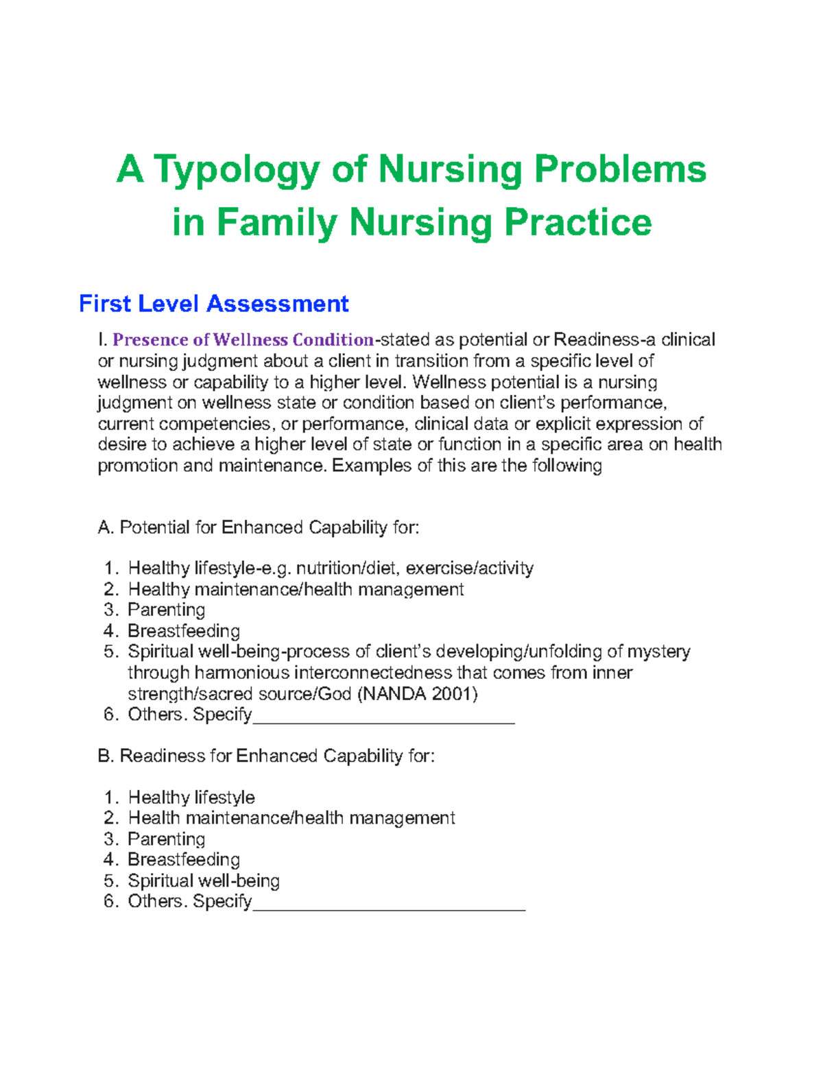 A Typology Of Nursing Problems In Family Nursing Practice - A Typology ...