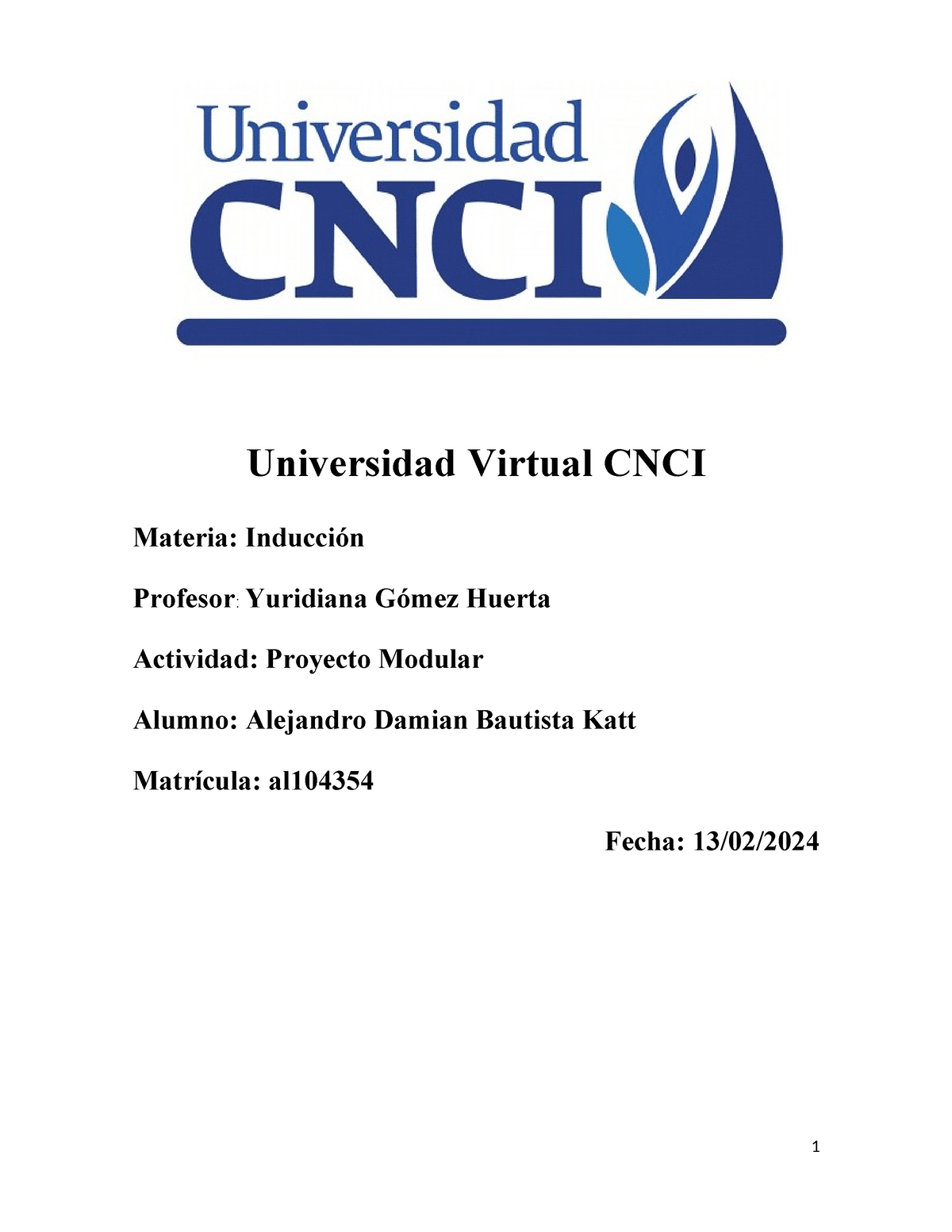 Proyecto Modular Universidad Virtual Cnci Materia Inducci N