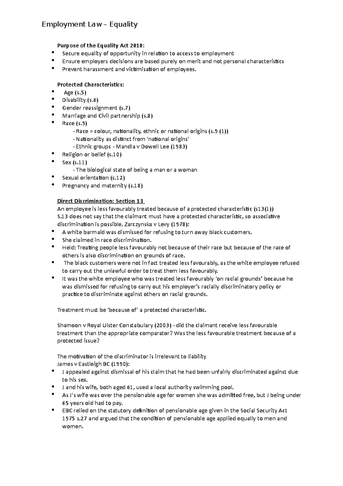 Purpose of the Equality Act 2010 - Employment Law – Equality Purpose of ...