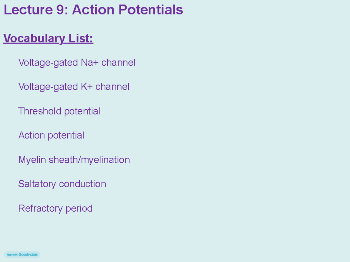 Lecture+9+-+Action+Potentials - Lecture 9: Action Potentials Vocabulary ...