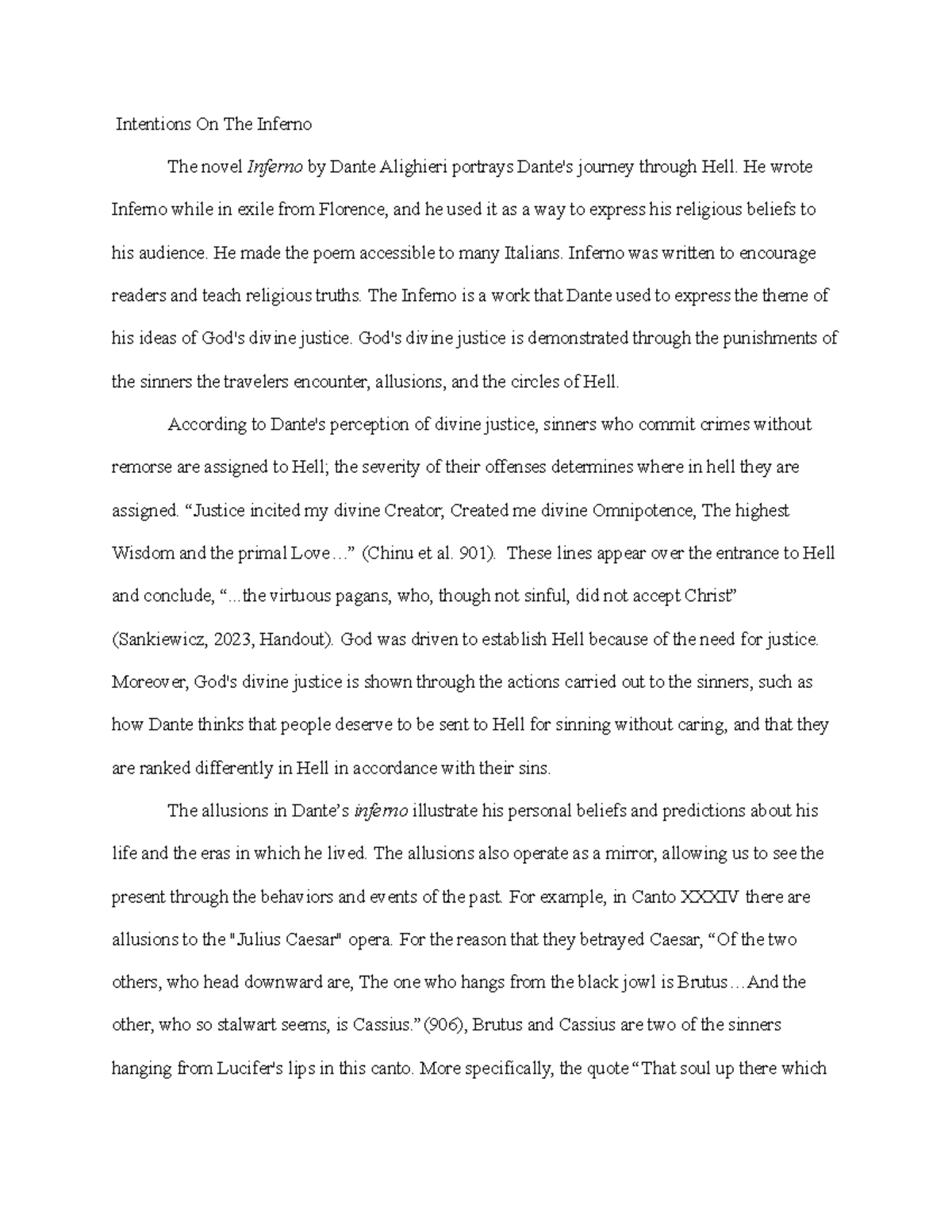 Inferno Essay - Intentions On The Inferno The Novel Inferno By Dante ...