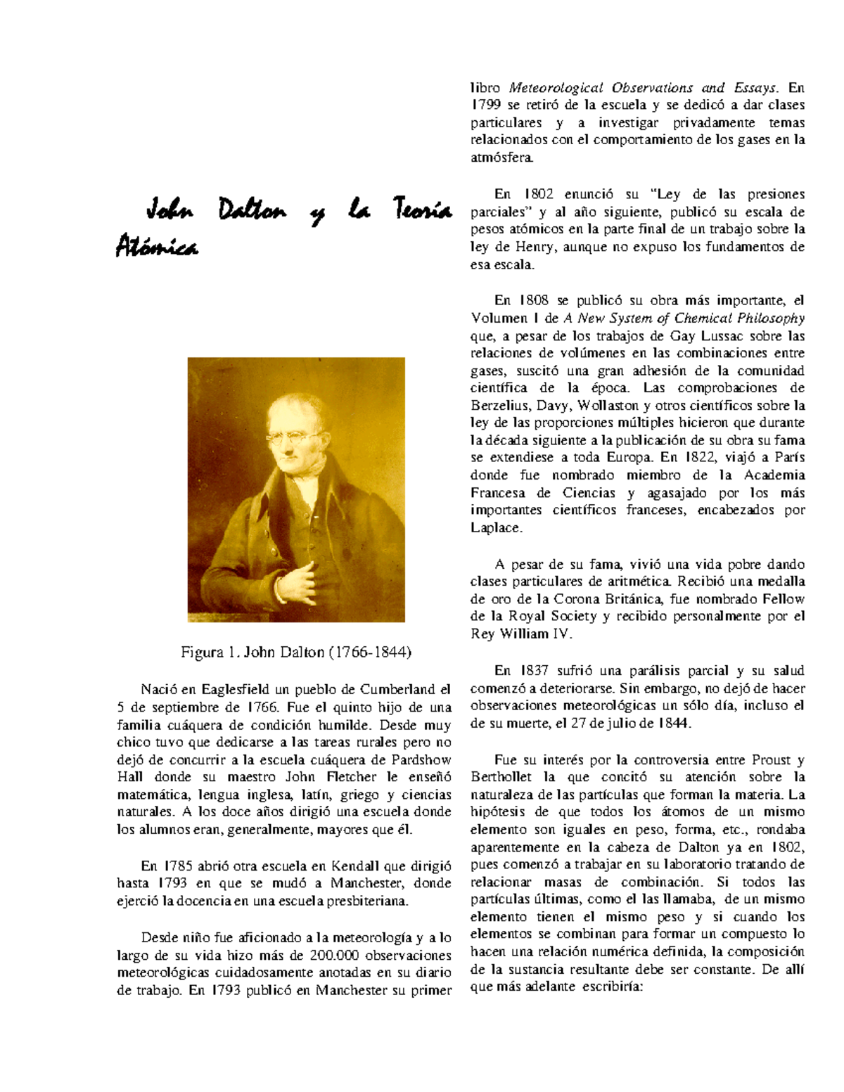 Historia-008-2011-dalton teor atom - John Dalton y la Teoría Atómica ...