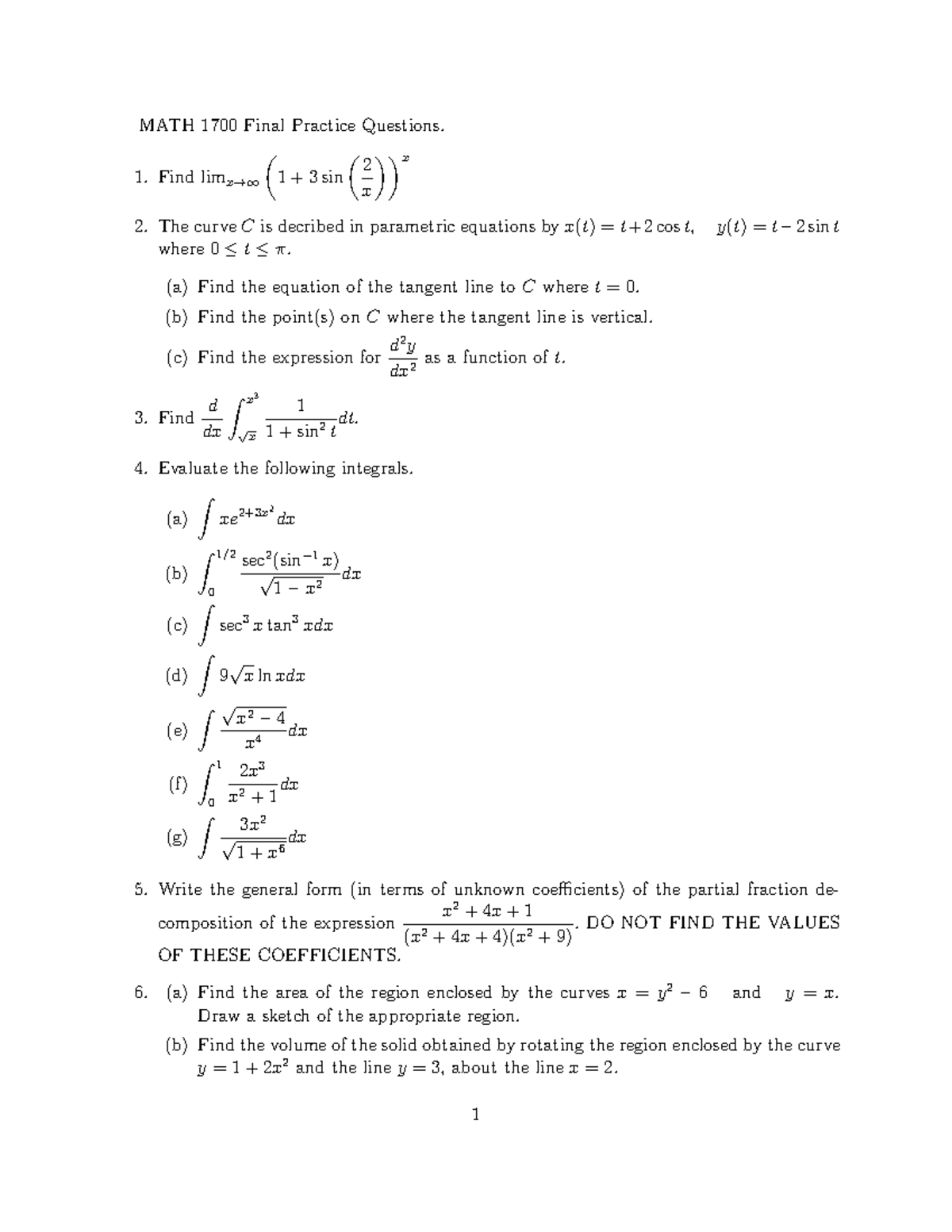 Old MATH 1700 Final Questions-2 - MATH 1700 Final Practice Questions ...