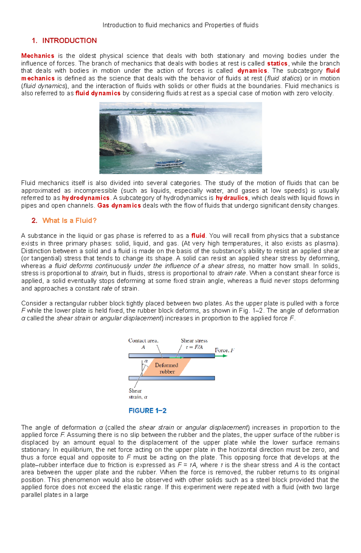 Introduction To Fluid Mechanics And Properties Of Fluids Introduction Introduction To Fluid Mechanics And Properties Of Fluids Introduction