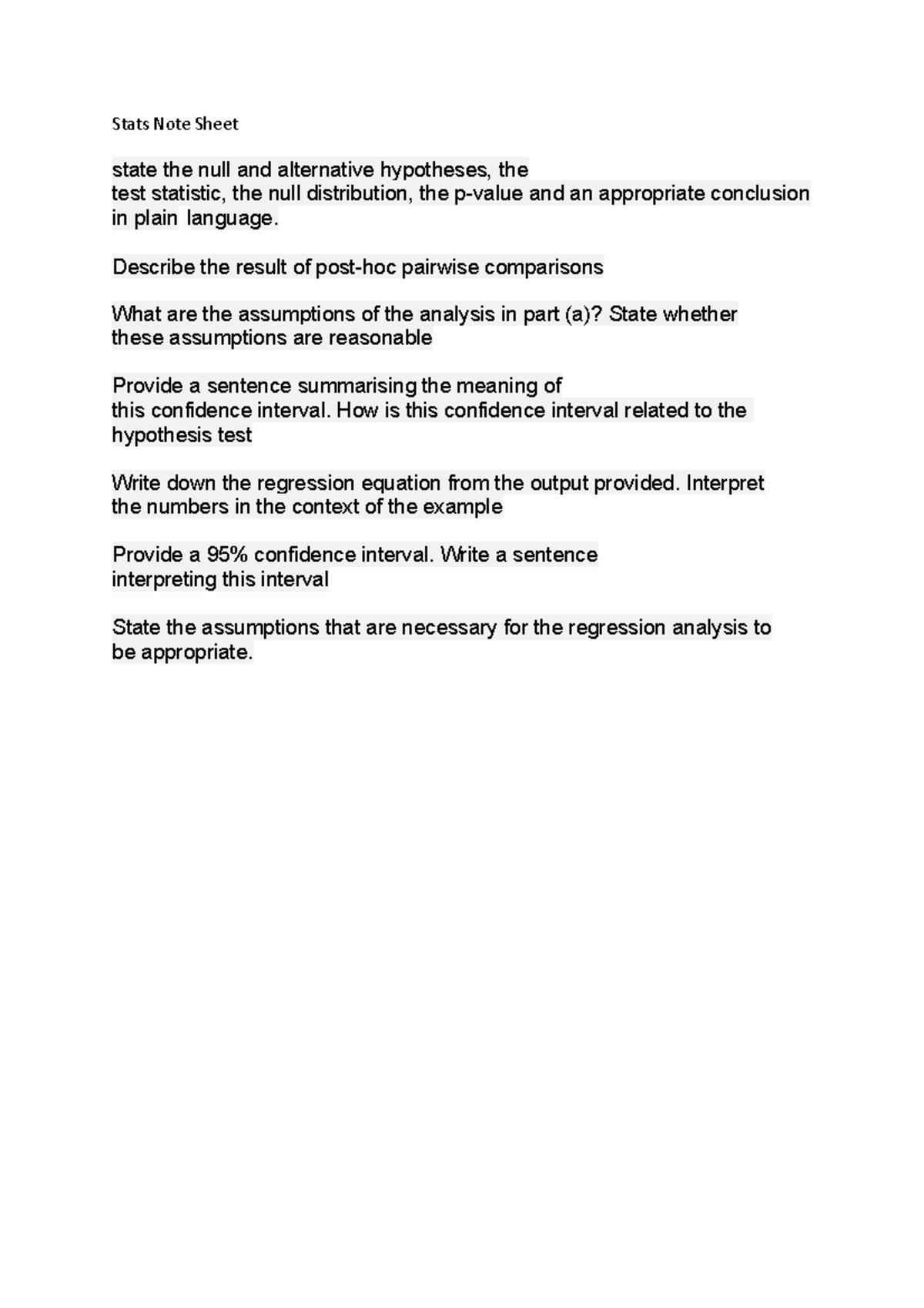 Stats Note Sheet - jbjbjbjjbj - Stats Note Sheet state the null and ...